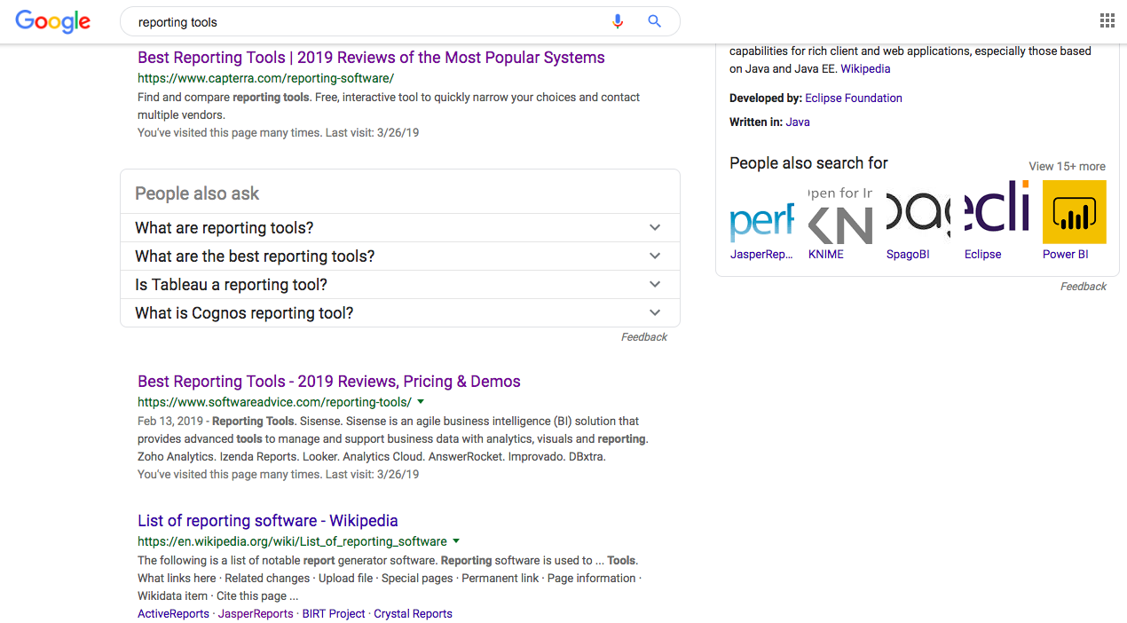 When you google 'reporting tools'