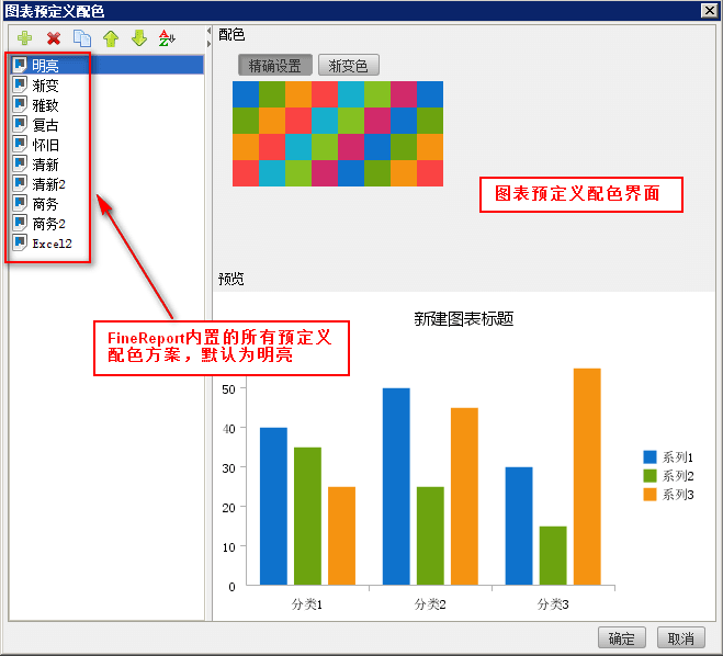 预定义图表内置配色方案