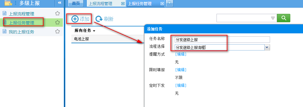 报表分发逐级上报