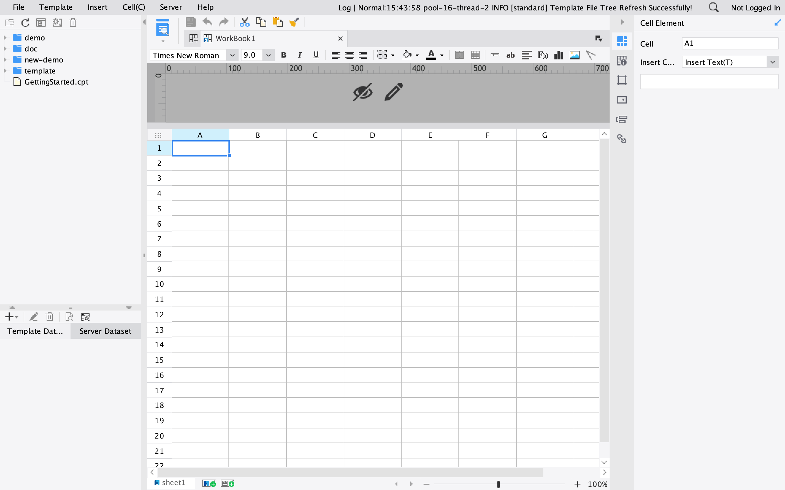 excel reporting tool interface