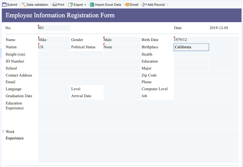 excel data entry 