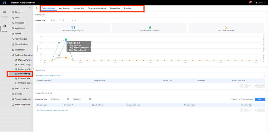 reporting portal- platform log