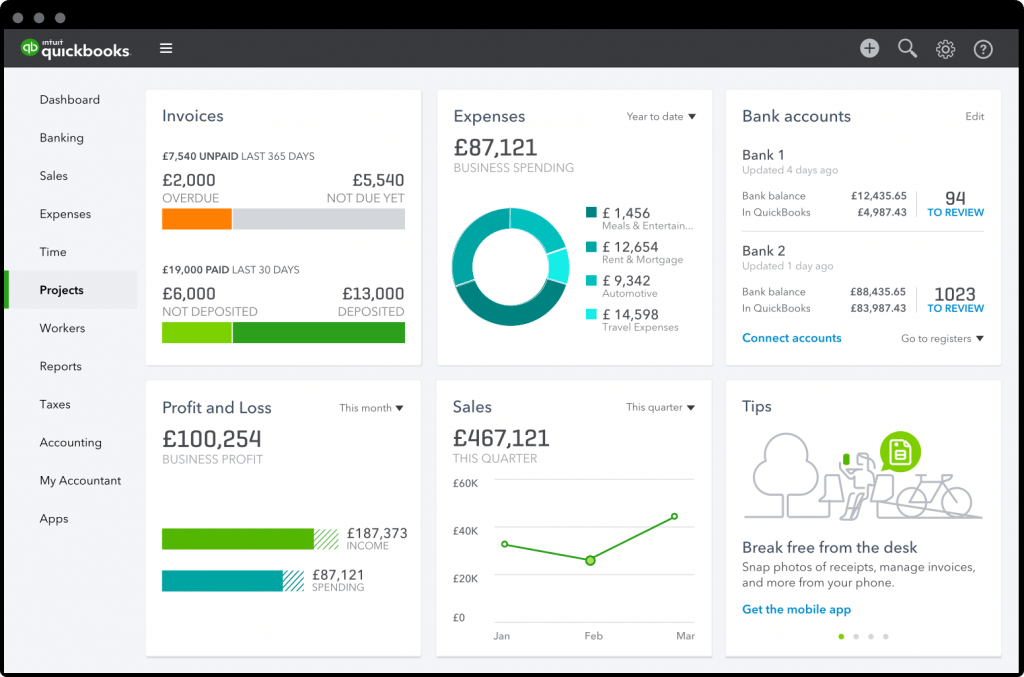 Reporting software: Quickbooks