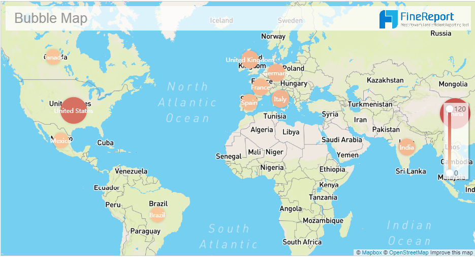 This gives an example on the map application in analytical reports.