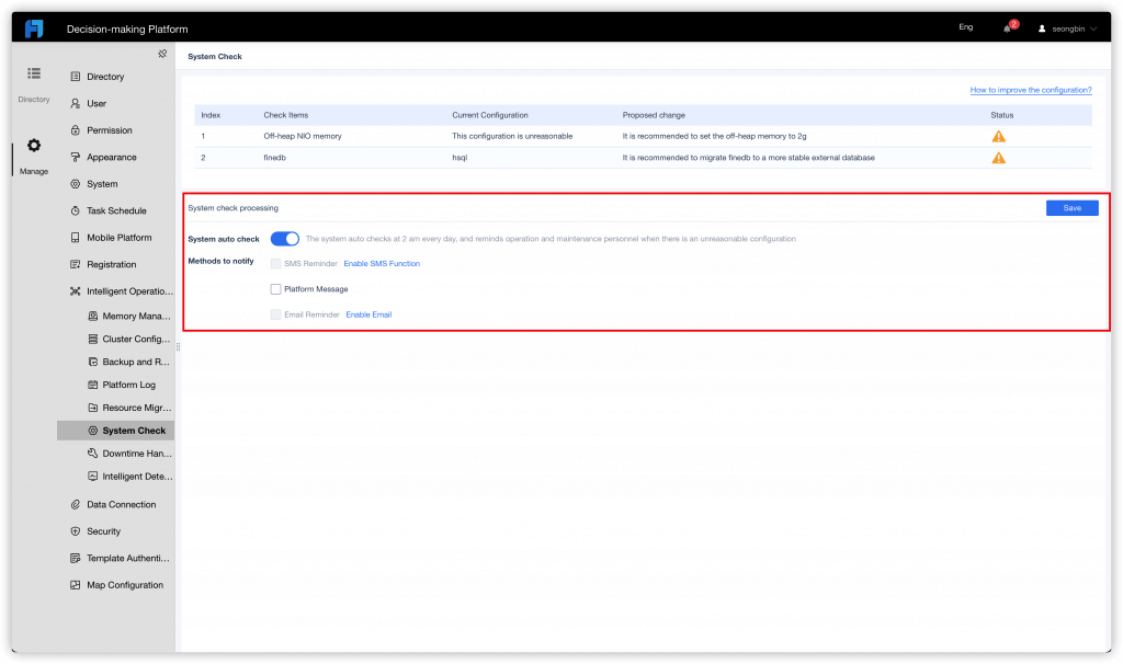 Enable automatic check of system