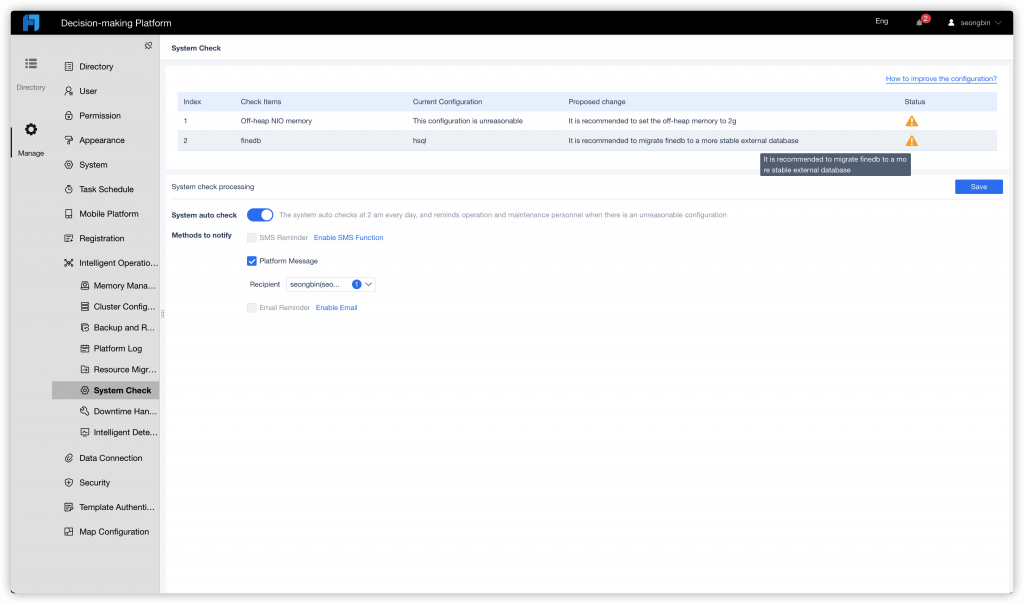 It is recommended to use external database