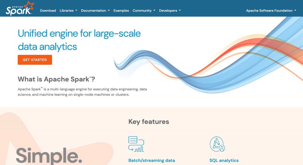 A screenshot of Apache Spark official website