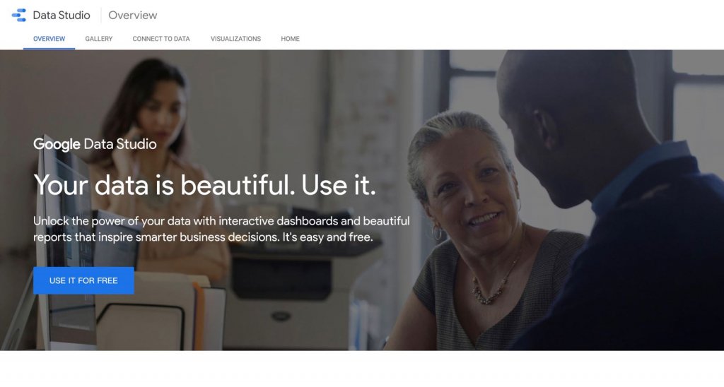 A screenshot of Google Data Studio official website