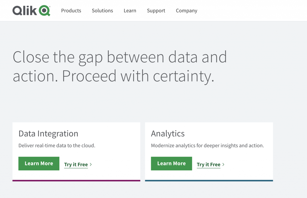 A screenshot of Qlik official website