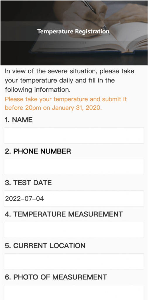 a picture showing a registration form