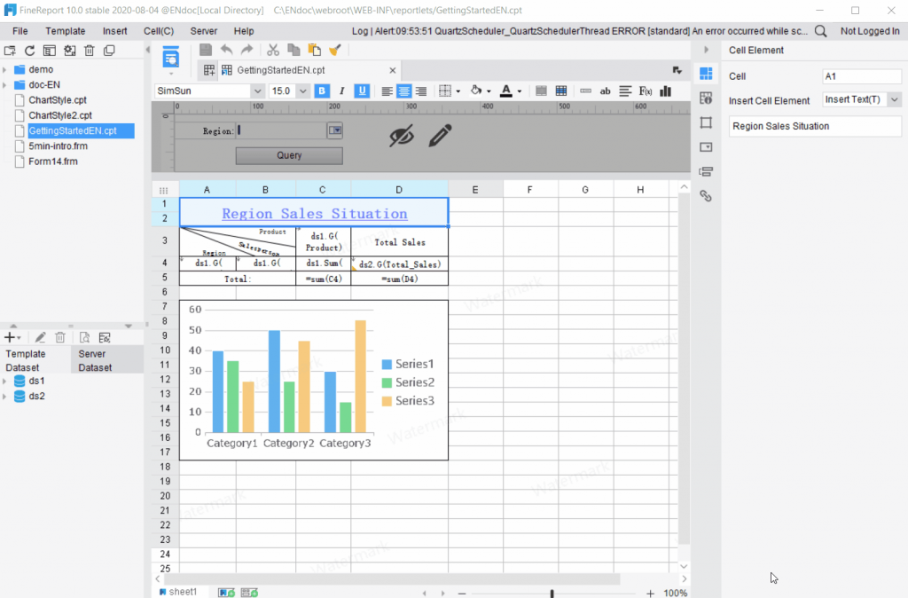 qlikview vs qlik sense: Interface of FineReport