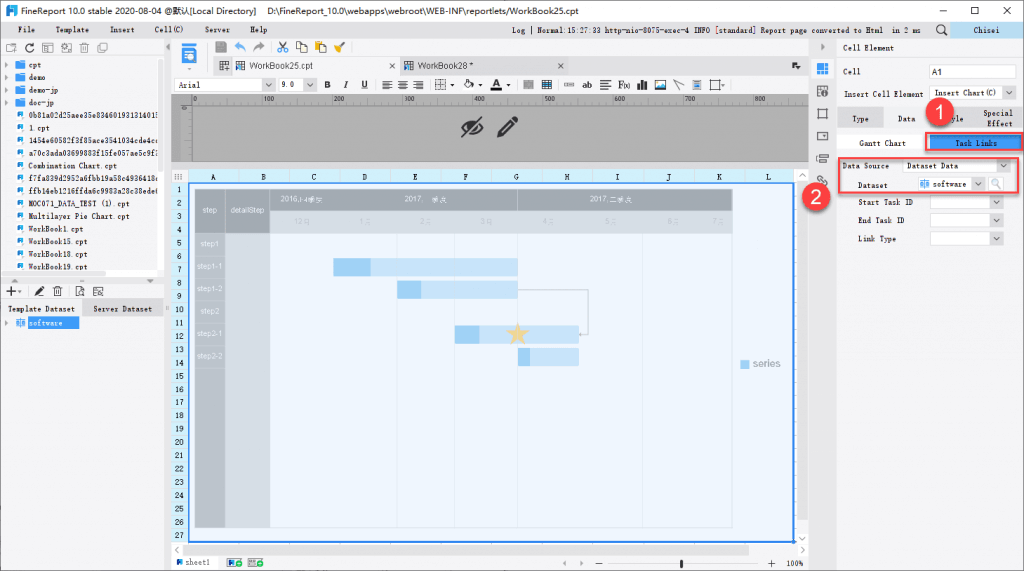 Data binding of the Gantt Chart