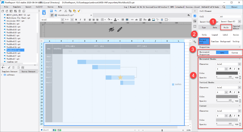 Style Setting of the Gantt Chart