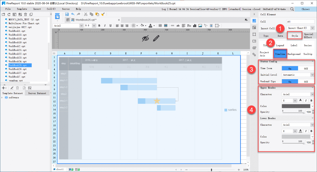 Style Setting of the Gantt Chart