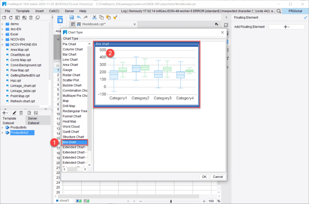 create a boxplot by FineReport 2