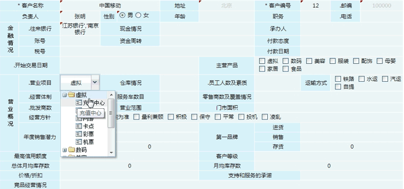 填报自定