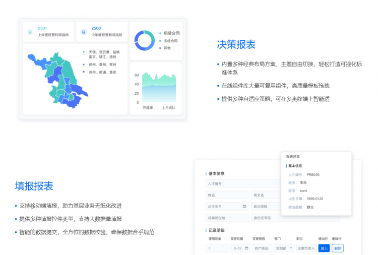 FineReport支持决策报表和填报报表